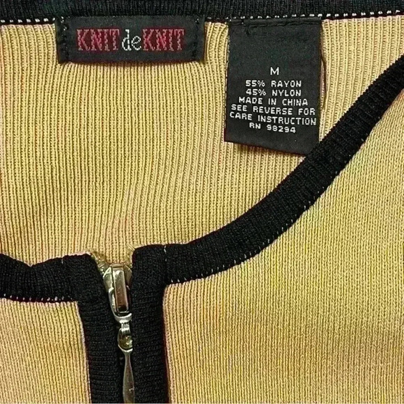 KnitdeKnit zipper Front long sleeve taupe-black size M - Picture 7 of 9